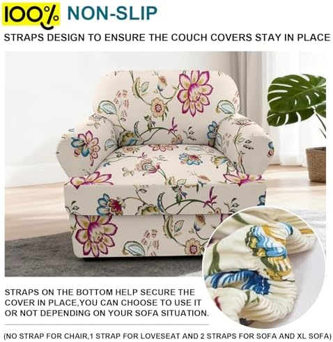 NILUOH 2-Piece T-Cushion Armchair Slipcover, Stretch Chair Cover with Separate Seat Cushion Cover, Soft Washable Furniture Protector for Living Room