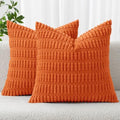 MIULEE Fall Corduroy Decorative Throw Pillow Covers 20x20 Orange Pack of 2