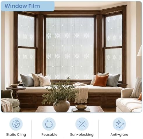ADD.HERES Window Privacy Film, Glass Decorative Static Cling, 17.5" x 78.7"