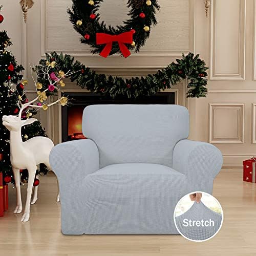 Easy-Going Stretch Chair Slipcover with Arm Washable Silver Gray