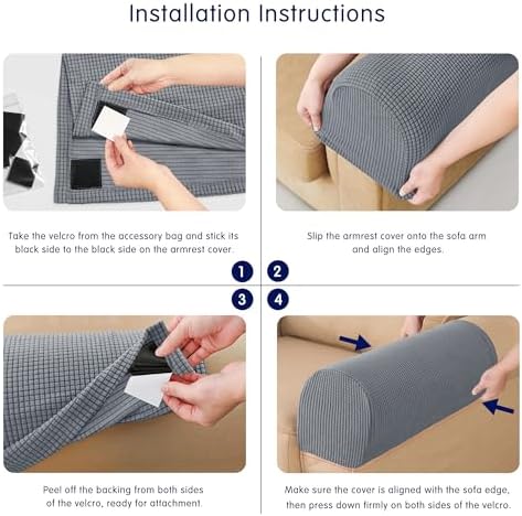 SUBRTEX Stretch Couch Arm Covers Set of 2, Non-Slip Sofa Armrest Slipcovers