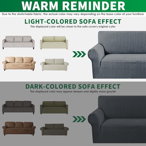 MAXIJIN Stretch Extra Large Couch Cover Sofa Covers (91"-110" Oversized Sofa Slipcovers with Non-Slip Foam & Elastic Strap, Dog Cat Pet Friendly Furniture Protector (X-Large, Dark Gray)