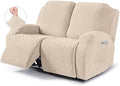 VANSOFY Recliner Cover, 2-Pieces Stretch Reclining Couch Cover with Pockets Loveseat Sofa Slipcovers Soft Washable Furniture Protector for Dogs Cats(Cream)