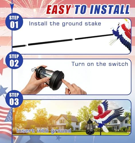 Solar Lights Outdoor 29.9in Metal Eagle with Solar Lights Garden Stakes