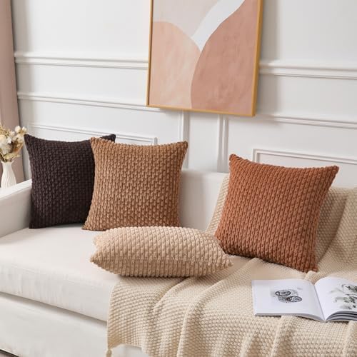 Kevin Textile Soft Corduroy 12"x20" Pillow Covers 2 Pack Burnt Orange
