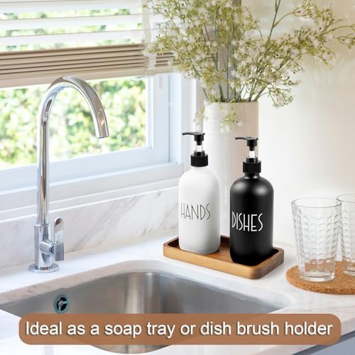 ALELION 8" Acacia Wood Bathroom Vanity Tray for Counter - Dresser Top Tray for Perfume Jewelry Candle Key Catchall - Small Kitchen Countertop Organizer for Soap Dispenser and Sponge Holder