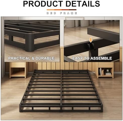EMODA King Box Spring Bed Base 5 Inch Mattress Foundation with Fabric Cover