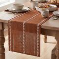 Artoid Mode Caramel Rustic Cotton Linen Table Runner 13x72 Inch