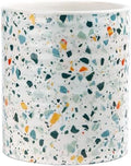 Kitchen Utensil Holder,7.2-inch Extra Large Ceramic Terrazzo Marble Pattern Utensil Crock,Cooking Utensil Organizer for Kitchen Counter Decor,Storage Caddy Farmhouse Gift Nordic Light Blue