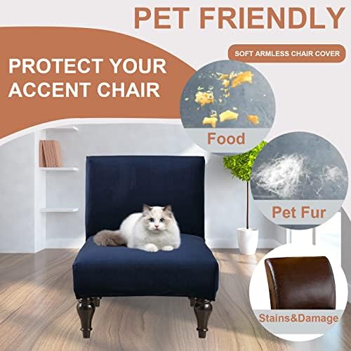 Eco-Ancheng Armless Chair Slipcover - Removable, Washable, Printed Accent Chairs for Living & Dining Room