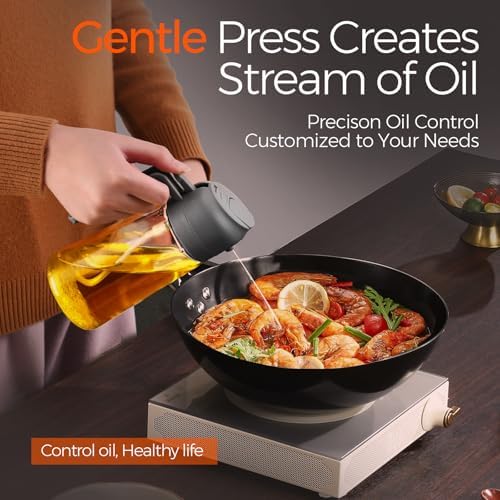 YARRAMATE 16 oz 2-in-1 Glass Olive Oil Sprayer for Cooking, Grey