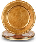 13" Vintage Gold Brown Charger Plate, Rustic Chargers for Dinner Plates, Elegant Table Setting Centerpieces Decor Bulk Wedding, Christmas, Thanksgiving, Halloween, Holiday Parties Events, Set of 6