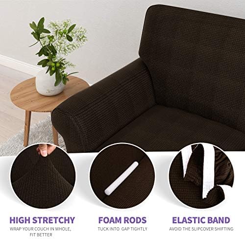 ZNSAYOTX Couch Covers for 3 Cushion Couch High Stretchy Spandex Pet Friendly Sofa Slipcover 1 Piece Non Slip Couch Covers Large Furniture Protector (Coffee, Sofa)