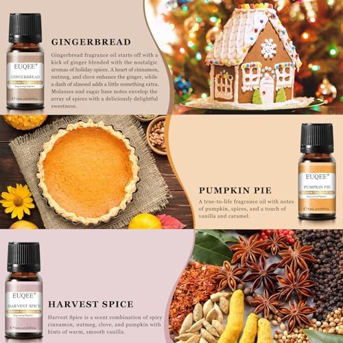 EUQEE Holiday Cheer Premium Fragrance Oils Set for Diffuser (6x10ml)