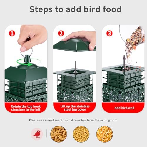 Squirrel Proof Bird Feeder, 2.8LB Weight-Activated Metal Outdoor