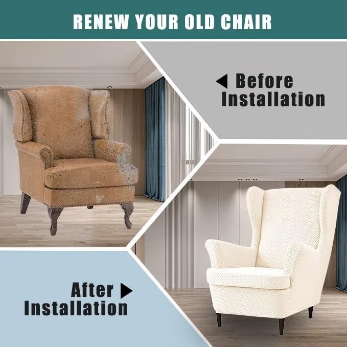NILUOH Wingback Chair Covers 2-Piece, Armchair Slipcovers for Living Room