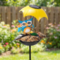 Solar Bird Feeders for Outdoors, Owl Garden Decor with Umbrella Light