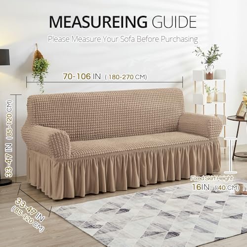 NICEEC Sofa Covers Khaki Couch Cover Stretch Sofa Slipcovers with Skirt
