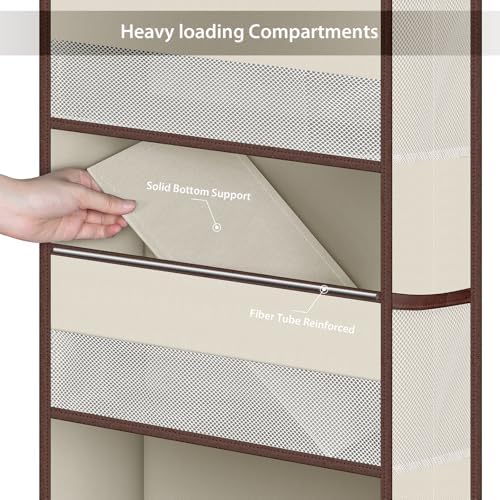 Univivi Fabric Over Door Hanging Organizer for Baby Nursery, Beige, 5-Shelf