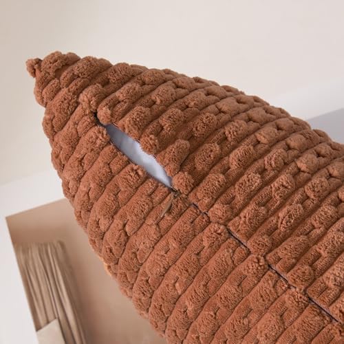 Kevin Textile Soft Corduroy 28x28 Inch Pillow Covers 2 Pack, Burnt Orange