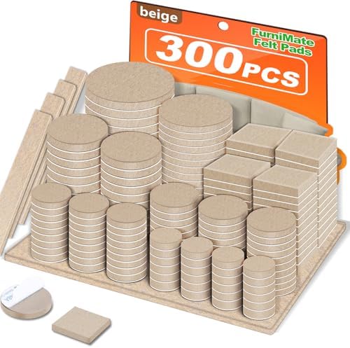 Felt Furniture Pads 300 Pieces, Furniture Pads for Hardwood Floors Beige