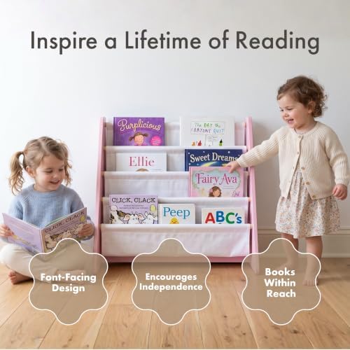 Humble Crew Kids Bookshelf, Montessori Front Facing Toddler Bookcase 4 Tier