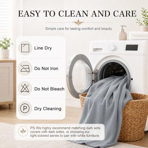 2Pcs Sofa Cover Stretch Soft with Non-Slip Foam and Elastic Bottom