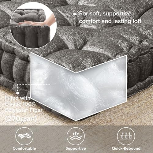 Intelligent Design Floor Pillow, Cushion for Meditation, 20x20 Charcoal