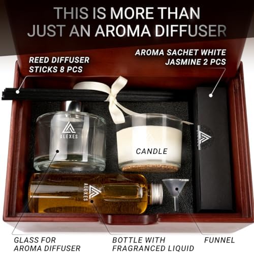 Essential Oil Diffuser Set Jasmine Reed Diffuser Fragrance – Infuser Aroma Gift Set – Room Scent Aesthetic – Home Fragrance Scent Kit