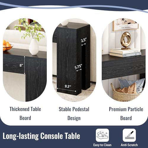 Epecoya Black Console Table for Entryway, 79-Inch Sofa Table