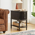 ONBRILL Pre-Assembled Narrow End Table with Charging Station, Black