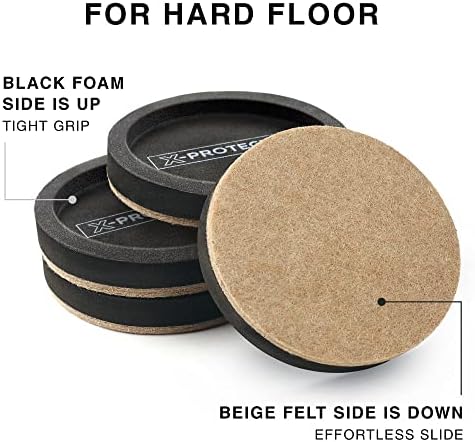 Felt Furniture Sliders for Hardwood Floors X-PROTECTOR 8 PCS 4 3/4”