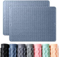 2 Pack Caketime Silicone Dish Drying Mat for Kitchen Counter Multiple Usage for Cooking Grilling Under Sink Office Coffee Accessories Appliances Pioneer Woman Stuff Extra Large 24"x18" Blue