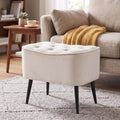 BIRDROCK HOME Tufted Curve Ottoman Velvet Foot Stool - Modern Upholstered Padded Footrest for Living Room or Bedroom - Small Cushioned Accent Chair for Couch, Sofa, or Extra Seating (Tan)
