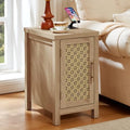 YUFAM Rattan Nightstand with Charging Station, Natural