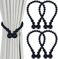 KLOGTSIND Magnetic Curtain Tiebacks, 4 Pack Wood Bead Curtain Holdbacks