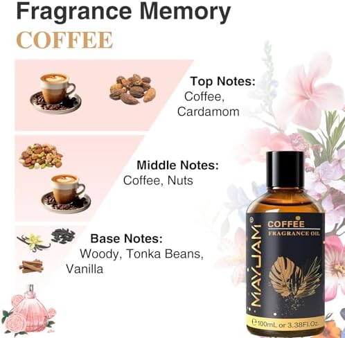 MAYJAM Coffee Fragrance Oil Essential Oils for Diffusers, 100ML/3.38FL.OZ