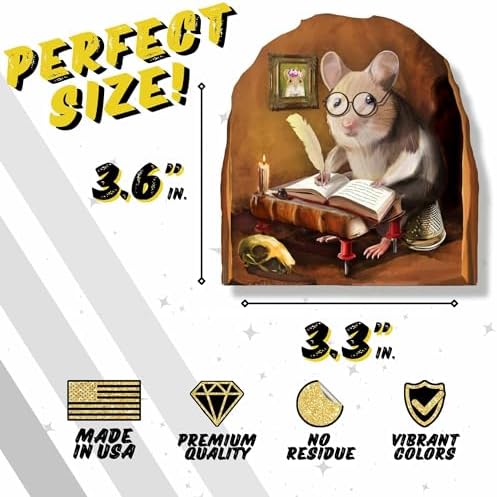 Mouse Reading Book, Wall Decor Sticker Decal, Kids Room, Classroom, Home, Bedroom, Bookcase, Book Lover, of Mice and Men, Children, Adorable, (Novelist Mouse)