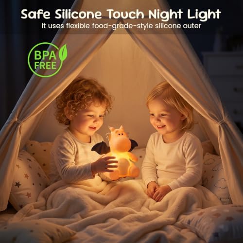 AVEKI Dragon Night Light, Silicone Touch Bedside Lamp (Dragon-Orange)