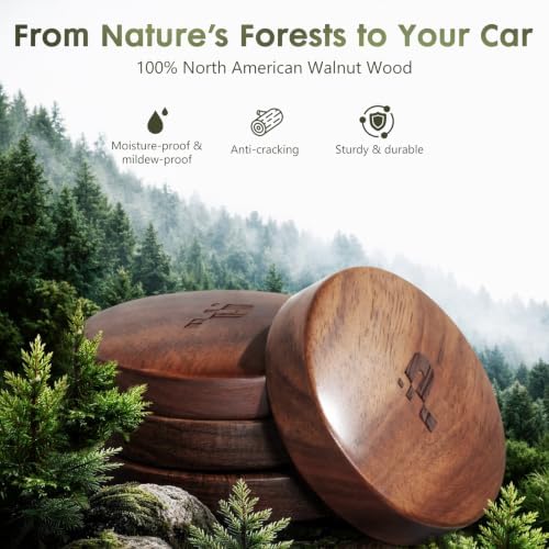 Car Air Freshener Wood Diffuser 2 Pack, Vent Clip Long Lasting Scent, Walnut Odor Eliminator Auto Accessories for Women Men, 4 Essential Oil Tablets (Grove, Ocean, Coconut and Linen)