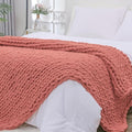 Bigacogo Chunky Knit Throw Blanket for Couch, 51x63 inches, Antique Red