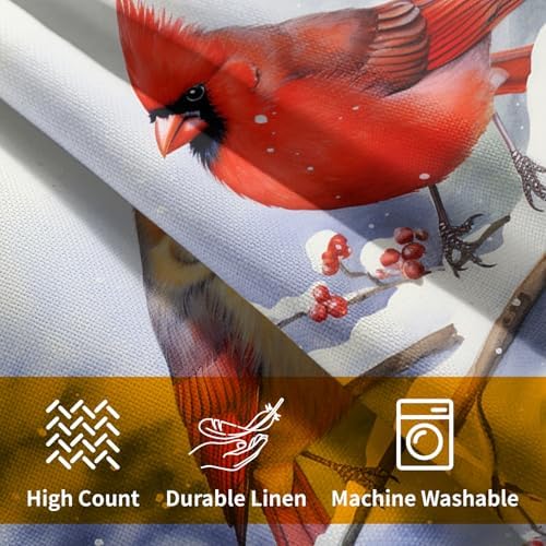 Cardinal Birds Throw Pillow Cover Winter Sweet Bird Pillowcase 18x18 Inch Set of 2 Christmas Holiday Cushion Covers for Home Patio Sofa Bedroom Decor
