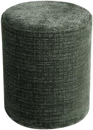 Get Set Style Modern Round Ottoman with Soft Padded Seat, Vanity Stool for Makeup, Upholstered Foot Stool for Living Room, Bedroom