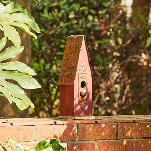 Glitzhome Bird Houses for Outside, Hand Painted Distressed Wooden Bird House for Outdoors, 13.25" H Hanging Birdhouse Bluebird House for Hummingbird,Sparrow,Wren Finch