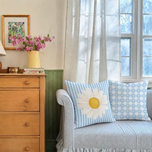 Cottagecore Daisy Decor Pillow Covers 18x18 Set of 2,