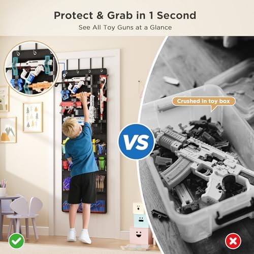 Mefirt Over the Door Storage for Nerf Guns, Toy Blasters Storage Organizer