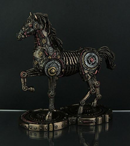 Veronese Design 9 1/2 Inch Steampunk Horse Prancing Cold Cast Resin Bronze Finish Sculpture