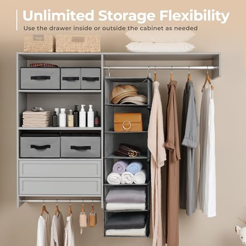 GRANNY SAYS Hanging Closet Organizer with 5 Drawers & 6 Shelves, Gray