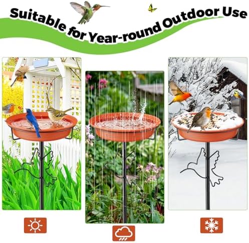 Bird Bath for Outside, 36.7In Removable Freestanding Birdbaths for Outdoors with 5-Pronged Base, Bird Bath Bowl Spa & Birdfeeder Bowls for Garden Patio Yard Lawn Decor (Brown-2)