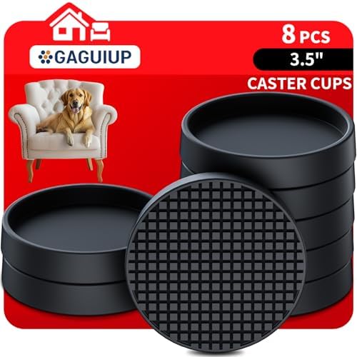 Non Slip Furniture Pads for Hardwood Floors - 8PCS 3.5" Caster Cups, Round